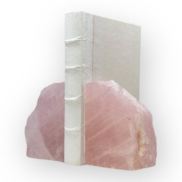 Natural Crystal Bookends Rose Quartz Stone Pink Book Ends Unique Home Decor (BD) - Picture 5 of 10